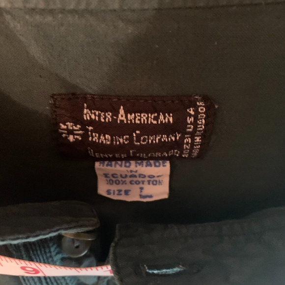 LOOK!! Shirt Henley Large Cotton green puffy sleeves pirate - Picture 9 of 11